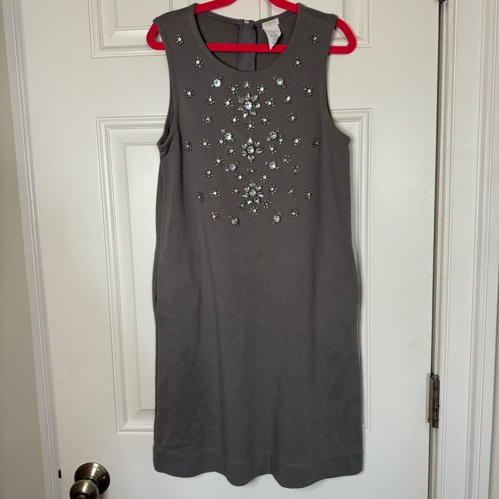 J. Crew Factory Crewcuts Girls Grey Jeweled Sleeveless Dress